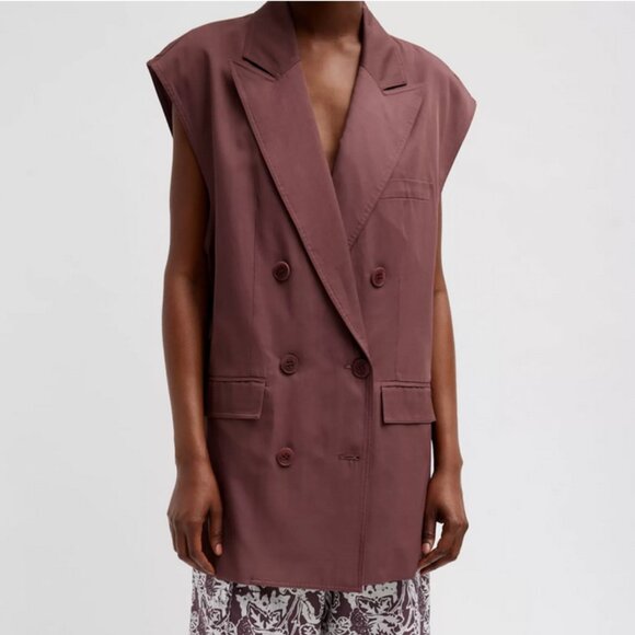 Tibi Drapey Suiting Oversized Double Breasted Vest  - Picture 1 of 2